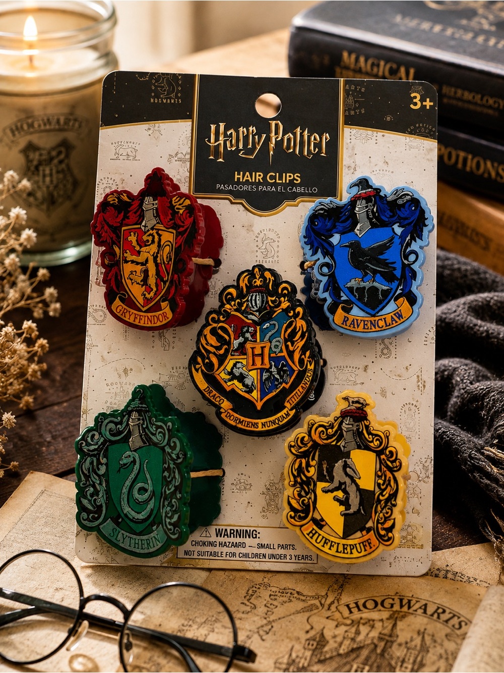 NWT Harry Potter Hair Clips Set of 5 Hogwarts House Colors